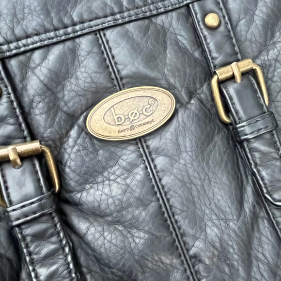 BOC BLACK LEATHER LARGE CROSS ODY PURSE HANDBAG ADJUSTABLE STRAP POCKETS - Picture 12 of 14